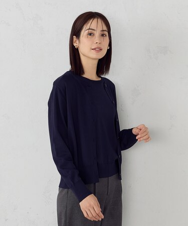 【ウォッシャブル】UVカット ベーシック クルーネックカーディガン