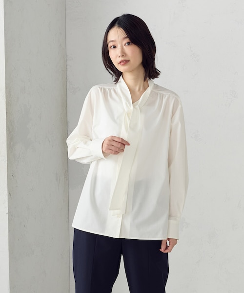 SHIPS any:〈洗濯機可能〉ツイード ライク オーバー ブラウス［NAVY