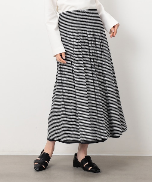 【リバーシブル】ギンガム×シャドーストライプ ゴムスカート