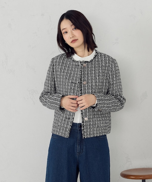 出品3/30まで⭐︎タグ付き新品！ファンシーツィードクロップドジャケット ファンシーツイード クロップドジャケット｜コムサイズムの通販｜&mall