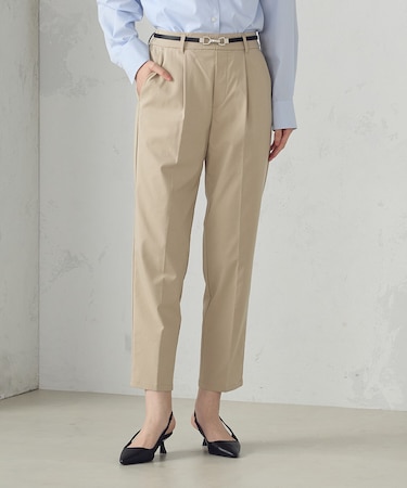 【美しいベーシックパンツ】ストレッチテーパードパンツ