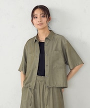 デニム風ドロスト付き ショートシャツ / セットアップ対応