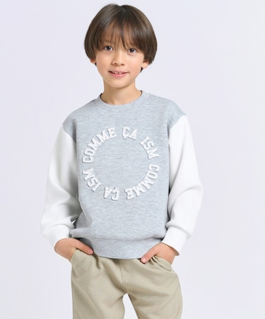 プリント×エンボス ロゴ長袖トレーナー