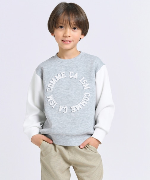 プリント×エンボス ロゴ長袖トレーナー