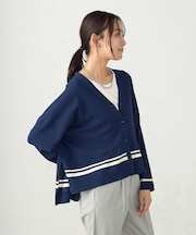 配色ライン ワイドカーディガン