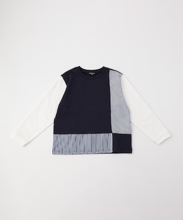 ストライプコンビデザイン 長袖Tシャツ