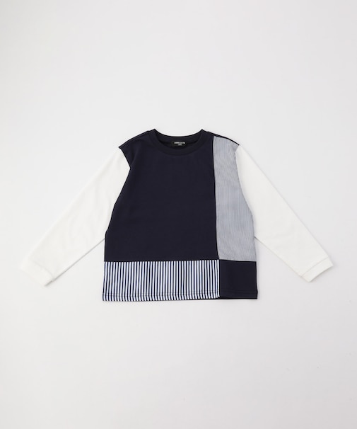 ストライプコンビデザイン 長袖Tシャツ