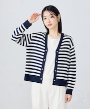 ボーダースナップカーディガン