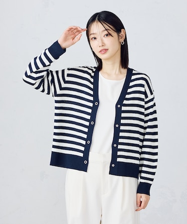 ボーダースナップカーディガン
