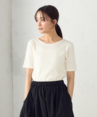 【アンサンブル対応】クロップド丈 リブTシャツ