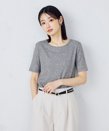 【アンサンブル対応】クロップド丈 リブTシャツ