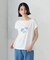 水彩タッチ 花プリントＴシャツ