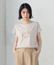 水彩タッチ 花プリントＴシャツ