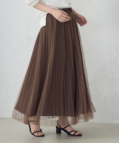 【リバーシブル】ポリエステルチュール　プリーツスカート