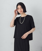 クルーネック　ストレッチプリーツカットソー / セットアップ対応