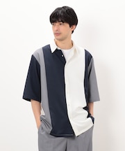ウールライク 五分袖 ショートポイント コンビシャツ