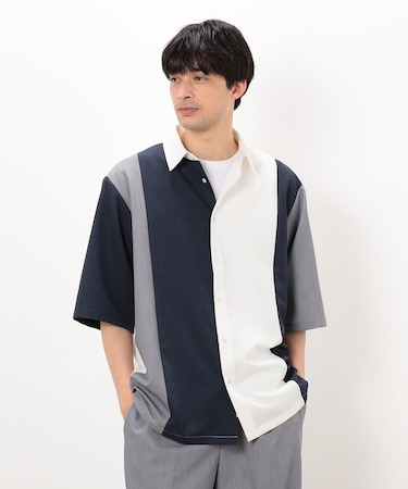 ウールライク 五分袖 ショートポイント コンビシャツ