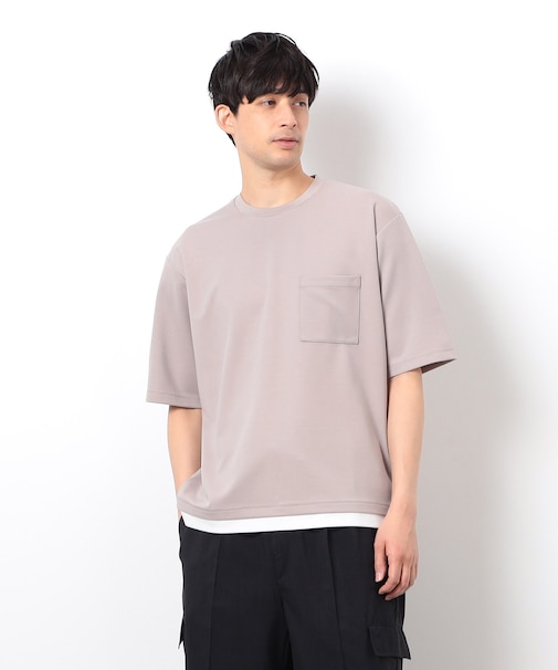 半袖 フェイクレイヤード クルーネックＴシャツ