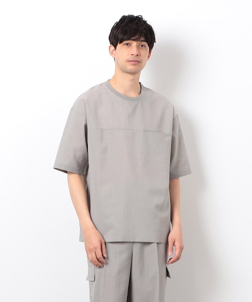 【セットアップ対応】リネンライク ポリエステル 布帛Ｔシャツ