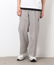 【セットアップ対応】リネンライク ポリエステル リラックス ワイドカーゴパンツ
