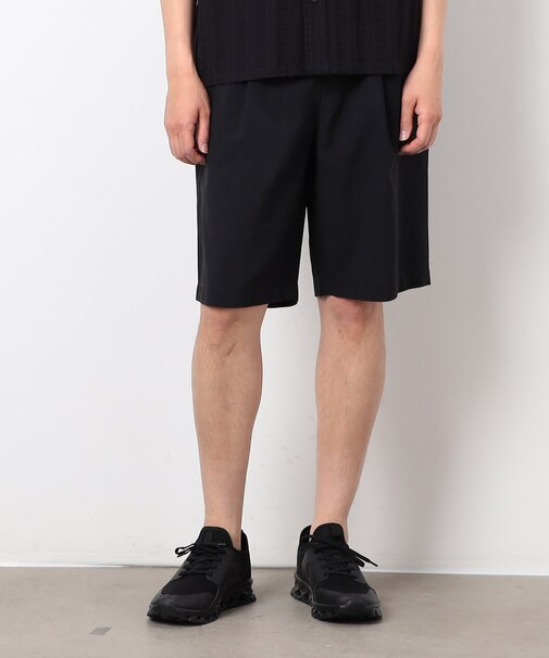 【セットアップ対応】リネンライク ポリエステル ショートパンツ