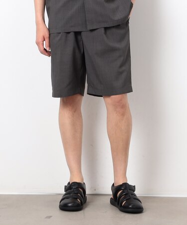 【セットアップ対応】リネンライク ポリエステル ショートパンツ