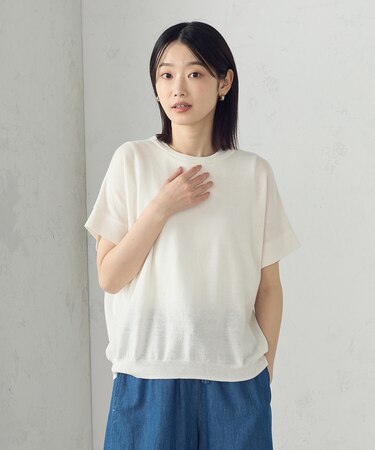 コットンリネンニットプルオーバー