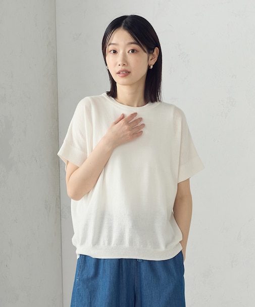 コットンリネンニットプルオーバー