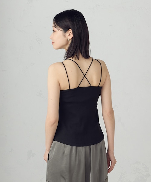 FRAY I.D ラッフルヘムデザインキャミソール　BLK 1サイズ ラッフルヘムデザインキャミソール(ブラウス)｜トップス｜FRAY I.D