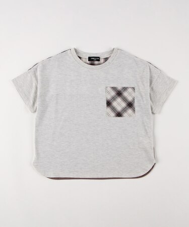 くしゅっとチェック 半袖切り替えTシャツ