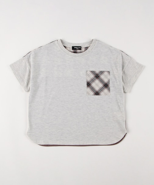 くしゅっとチェック 半袖切り替えTシャツ