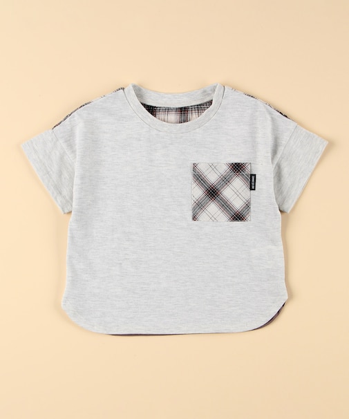 ワッシャーチェック使い 半袖Tシャツ(ベビーサイズ)