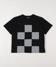 ギンガムチェック使い パッチワーク半袖Tシャツ