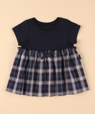 ワッシャーチェック使い デザインTシャツ(ベビーサイズ)
