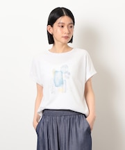 スタッズ 箔ライン付き プリントＴシャツ