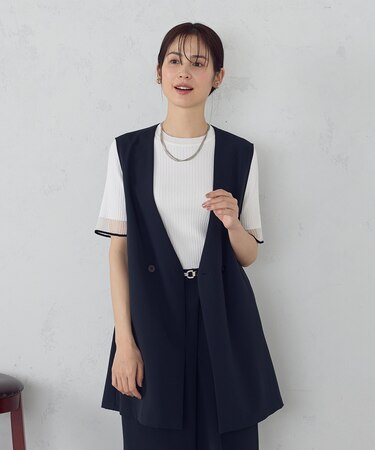 【UVカット・吸水速乾・接触冷感】kireri ノーカラーロングジレ / セットアップ対応