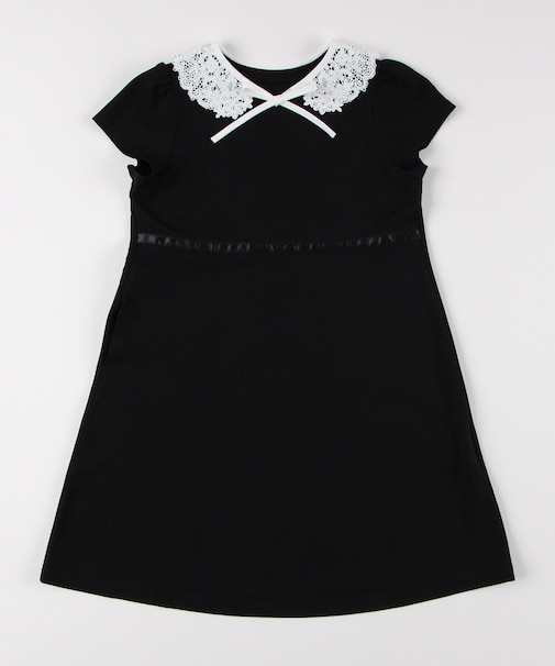 レース襟付き 半袖ワンピース(100-130cm)