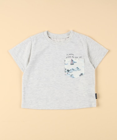 マリンアロハ柄ポケット 半袖Tシャツ(ベビーサイズ)