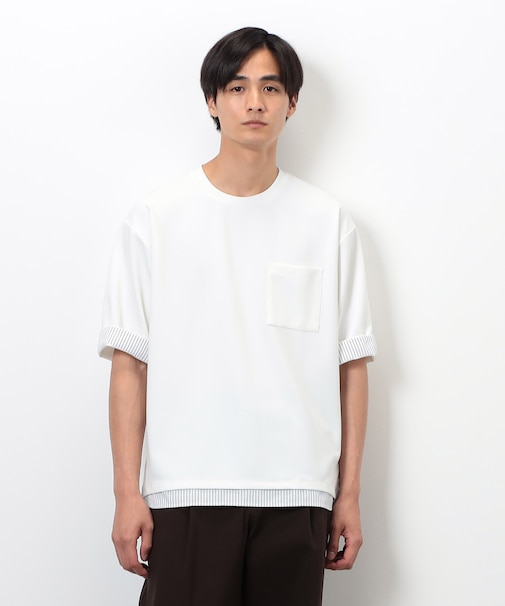 ストレッチポンチ×ストライプコンビＴシャツ
