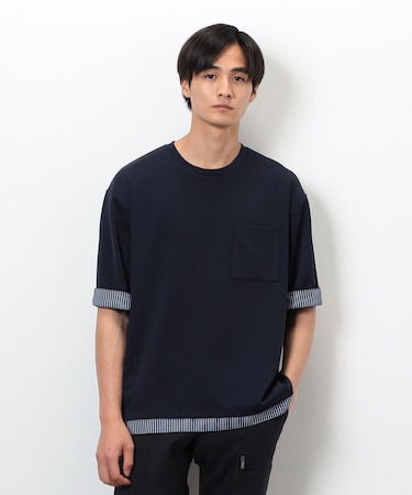 ストレッチポンチ×ストライプコンビＴシャツ