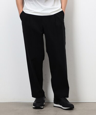 【スマートベーシックパンツ】ストレッチツイル ワイド テーパード パンツ