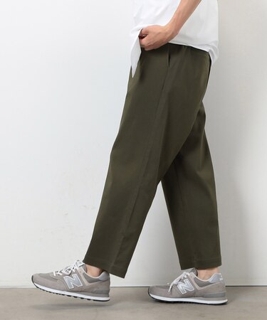 【スマートベーシックパンツ】ストレッチツイル ワイド テーパード パンツ