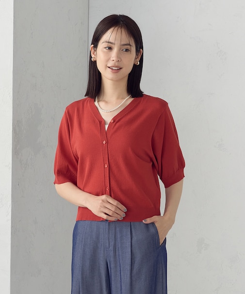 【接触冷感・ウォッシャブル】2WAY半袖 カーディガン