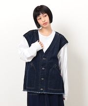 デニムフリンジベスト