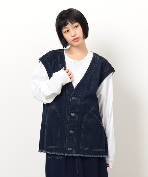デニムフリンジベスト