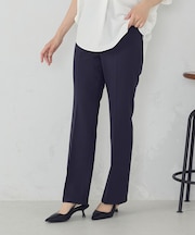 【美しいベーシックパンツ】ポリエステルストレッチ セミフレアパンツ
