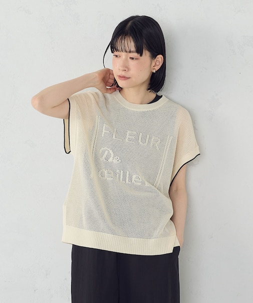 【ウォッシャブル】ロゴメッシュ ニットベスト