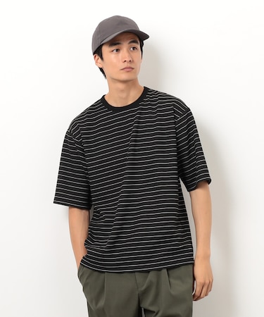 リップルジャージー 細ボーダー Ｔシャツ