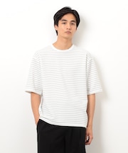 リップルジャージー 細ボーダー Ｔシャツ