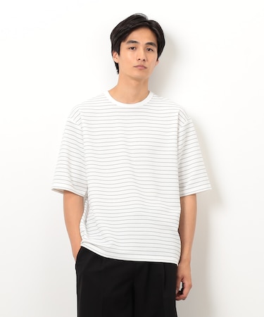 リップルジャージー 細ボーダー Tシャツ